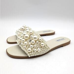 Steve Madden Knicky Flat Slide Sandal Slip-On Women's Pearl Size US9.5M EU40